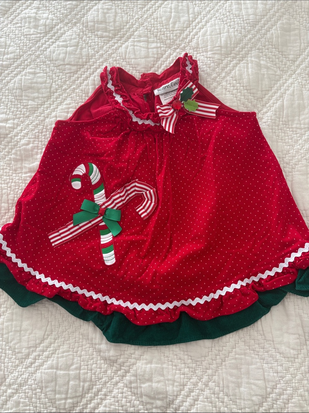 Rate Too - Christmas Candy Cane Red Girls' Holiday Dress - 9 months